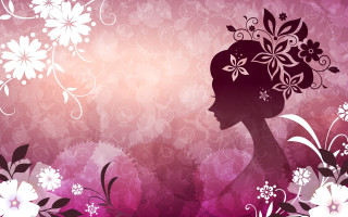 Woman floral hairpink background flowers - feminine free wallpaper