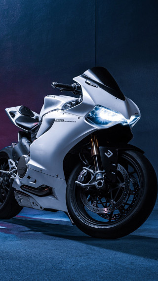 White motorcycle dark room blue - free motorcycles wallpaper for mobile