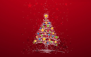Christmas tree stars red background 8 - the top free wallpaper