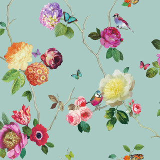 Blue butterfly flower branch whimsical - a butterfly free wallpaper for tablet