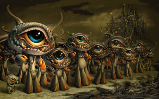 Strange monsters castle background cloudy - lovecraftian free wallpaper