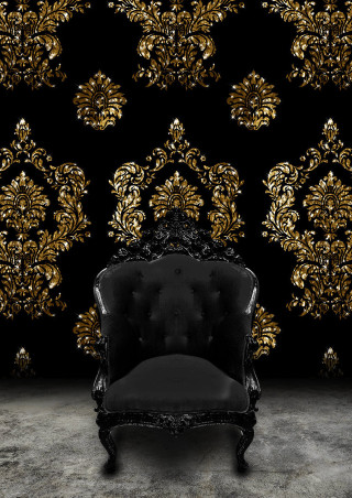 Black chair gold designs wallpapered - a black wall free wallpaper for mobile