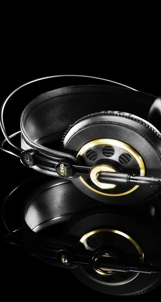 Headphones black background gold accents - christian hilfgott brand free wallpaper for mobile