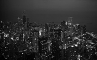 Black white city night lights - photo of a city free wallpaper