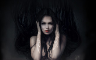 Gothic portrait redlipstick longhair tattoo - red lipstick free wallpaper