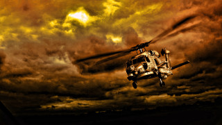 Helicopter flying cloudy sky sun - a helicopter free wallpaper