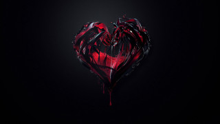 Heart blood dripping black background - dark art free wallpaper