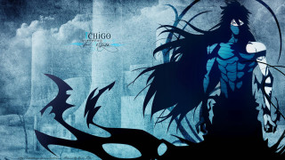Demon hair face blue background - gothic art free wallpaper for desktop