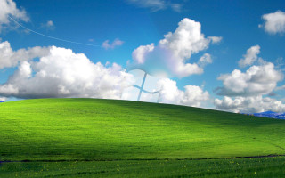 Green field cross blue sky - computer art free wallpaper for desktop