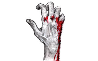 Hand blood white background red - a red line free wallpaper