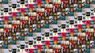 Woman cat collage cat head - maximalist free wallpaper for desktop