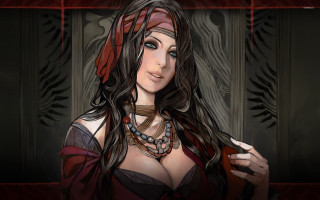 Woman red headscarf necklace neck - fantasy character portrait free wallpaper