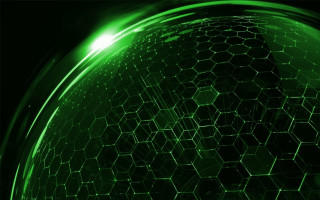 Green abstract background hexagonal shapes - the center of the image free wallpaper