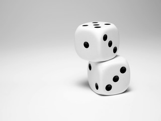 Two dices stacked white surface - symmetric balance free wallpaper