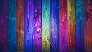 Rainbow colored wood planks fence - a rainbow free wallpaper for desktop