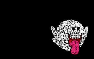 Black background pink tongue skulls - skull free wallpaper