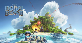 Cartoon boy boat gun island - temporary art free wallpaper
