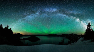 Green blue aurora lake mountains - aurora free wallpaper for desktop