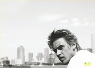 Man white shirt city background - his cell phone free wallpaper