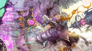 Girl gun purple background clock - hint of yayoi kasuma free wallpaper