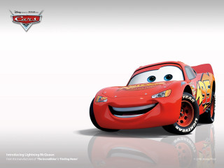Cartoon character smiling red car - a yellow stripe free wallpaper