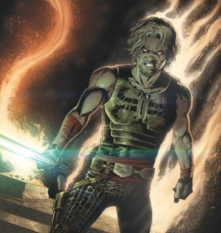 Man sword fire background dramatic - a painting free wallpaper for tablet