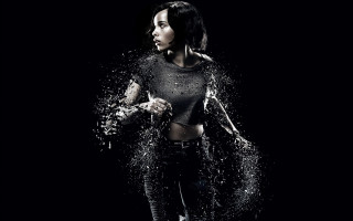 Woman black top jeans water - her body free wallpaper