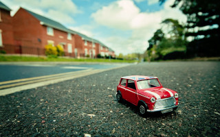 Toy car side road house - a toy car free wallpaper