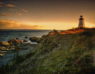 Lighthouse cliff ocean sunset sunrise - sunset over the ocean free wallpaper for desktop