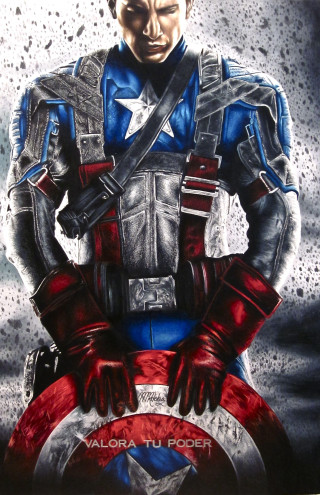 Captain america holding gun and - figurative art free wallpaper for mobile