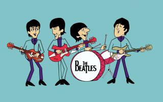 Beatles cartoon character guitar drum - a cartoon free wallpaper