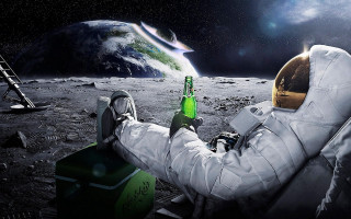 Astronaut moon beer shuttle space - a space shuttle in the background free wallpaper