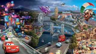 Cars bridge traffic buildings poster - traffic free wallpaper