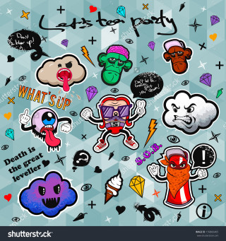 Stickers blue background pattern variety - free aesthetic wallpaper for tablet