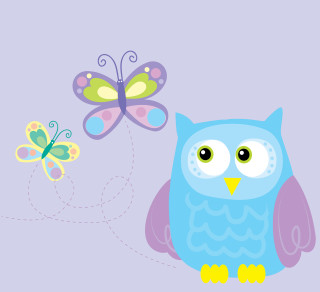 Blue owl butterfly purple background - evaline ness free wallpaper for tablet