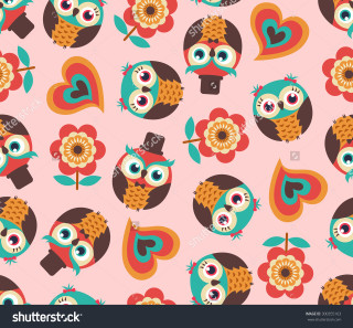 Colorful owl heart pattern pink - heart free wallpaper for tablet