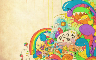 Rainbow drawing wall cartoon character - different thing free wallpaper