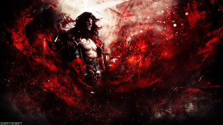 Man sword red black background - a splash of paint free wallpaper