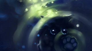 Cat face bubbles digital painting - bioluminescence free wallpaper