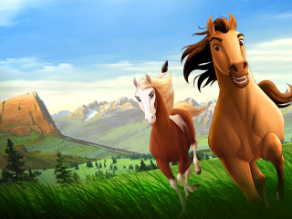 Horse running field mountains sky - don bluth free wallpaper for desktop