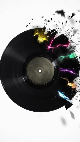 Colored lights black disc white - funk art free wallpaper for mobile