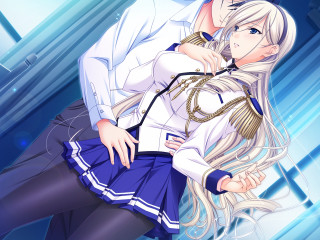 Man woman kissing blue background - a blue light behind them free wallpaper