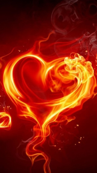 Heart fire black red swirl - free hearts wallpaper for mobile