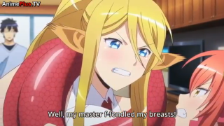 Blonde girl red dress sword - her hand and a man free wallpaper