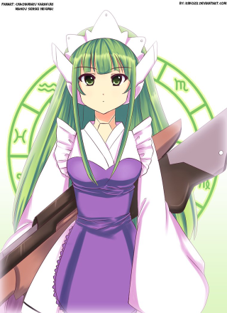 Girl green hair gun knife - white collar free wallpaper