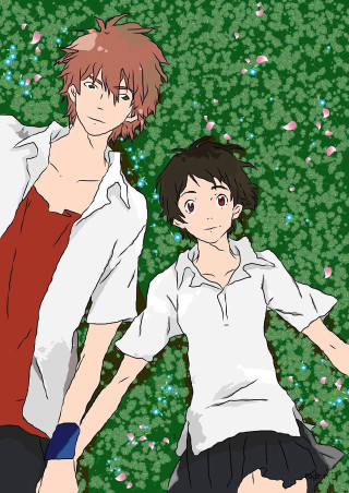 Couple people field flowers grass - one person free wallpaper