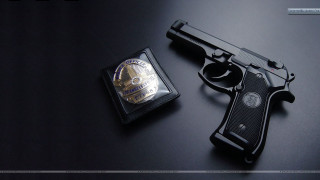 Gun badge table black background - a black background free wallpaper for desktop