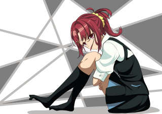 Aya goda redhair kneeling school - black pants free wallpaper