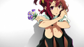 Woman red hair holding flower - red hair holding free wallpaper