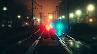 Train night traveling platform lights - track free wallpaper